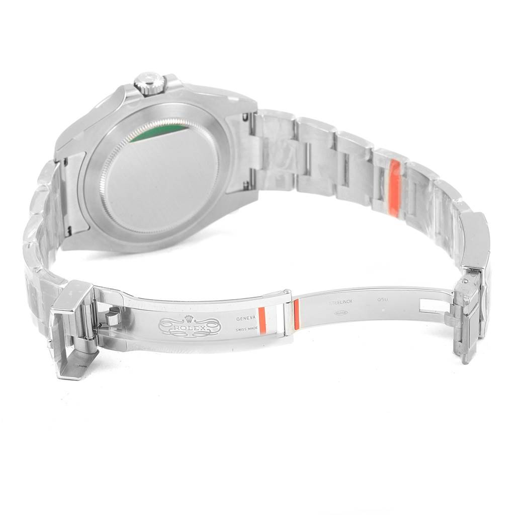 The image shows the back and open clasp of a Rolex Explorer 216570 Men's Stainless Steel Black Dial 216570 Men's Stainless Steel Black Dial watch, highlighting the bracelet and case back.