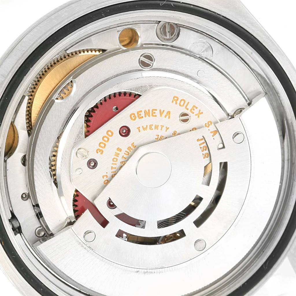The image shows the internal mechanism of the Rolex Explorer 14270 Men's Stainless Steel Black Dial 14270 Men's Stainless Steel Black Dial watch model at a close-up angle.