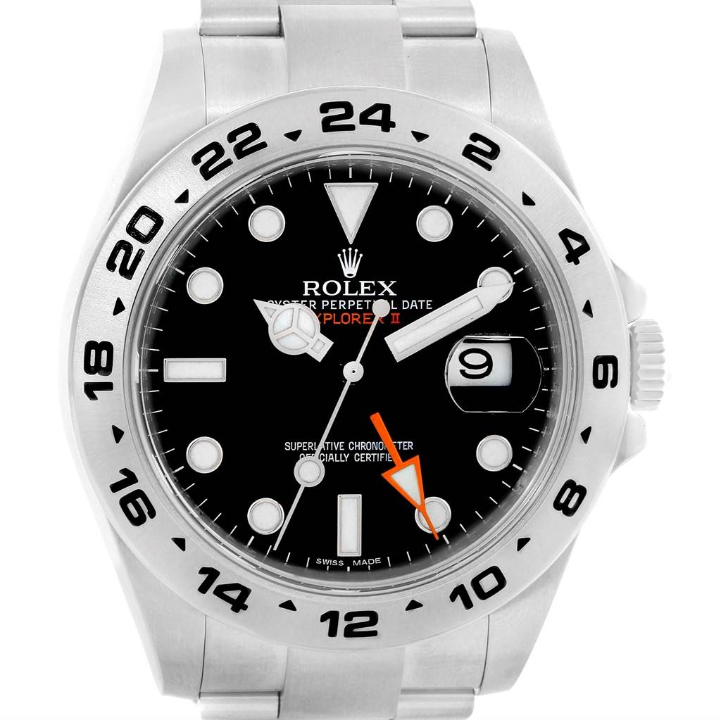 The image shows a frontal view of the Rolex Explorer 216570 Men's Stainless Steel Black Dial 216570 Men's Stainless Steel Black Dial watch, displaying its dial, bezel, hands, and date window.