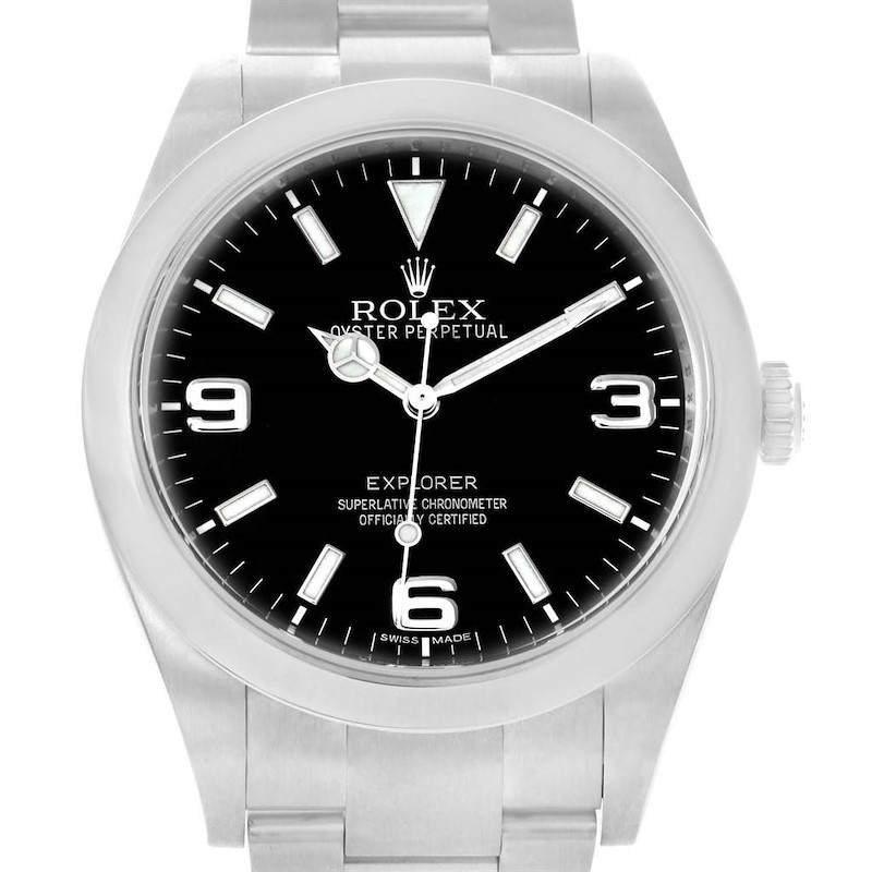 Rolex Explorer I Steel Black Dial Mens Watch 214270 Box Papers SwissWatchExpo