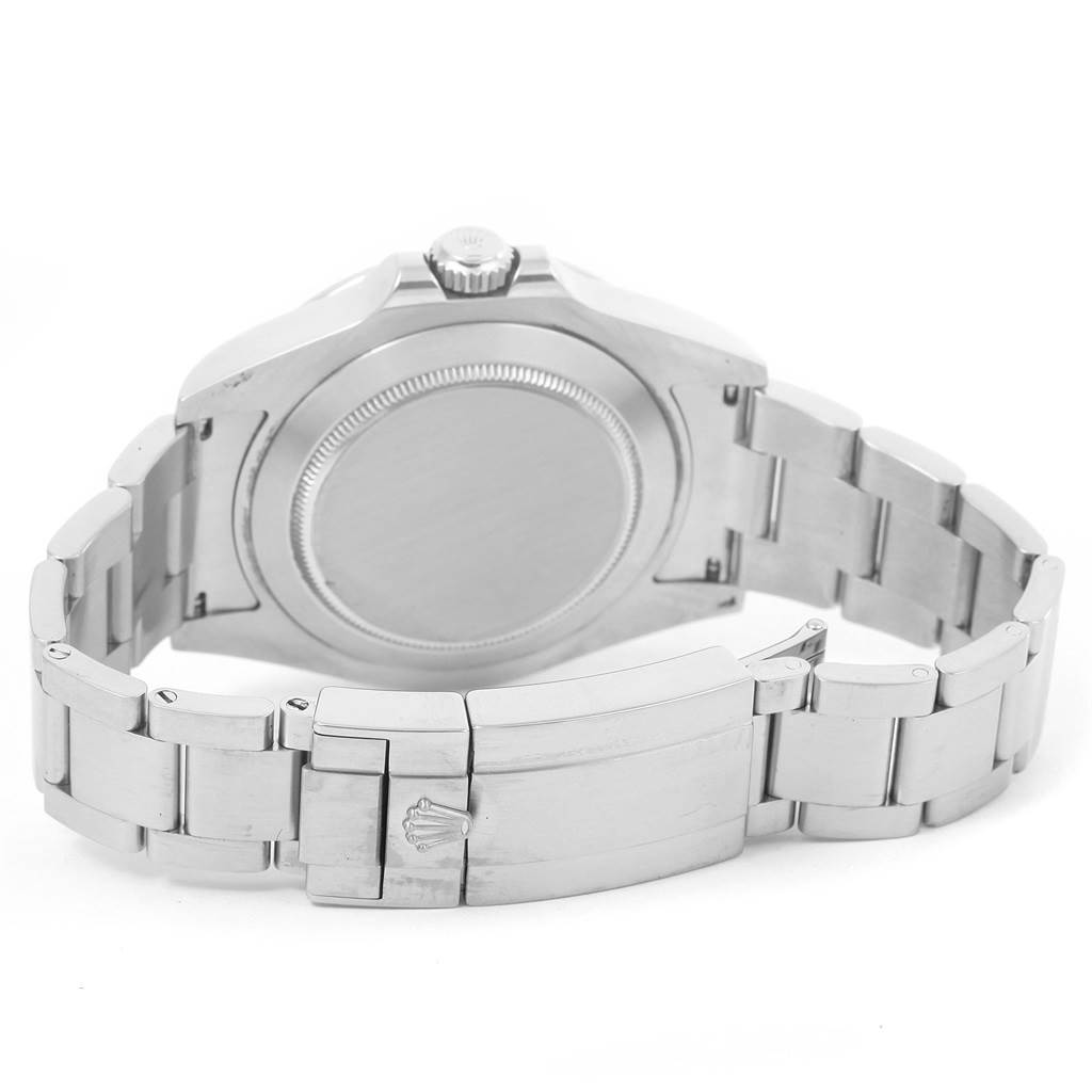 The image shows the back view of a Rolex Explorer 216570 Men's Stainless Steel Black Dial 216570 Men's Stainless Steel Black Dial watch, highlighting the case back, crown, and bracelet with clasp.