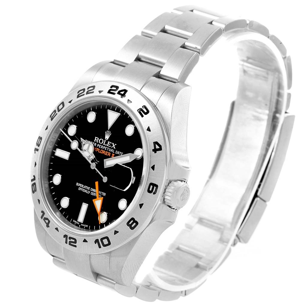 The image shows a Rolex Explorer 216570 Men's Stainless Steel Black Dial 216570 Men's Stainless Steel Black Dial watch at an angled view, highlighting its stainless steel bracelet, crown, and black dial.