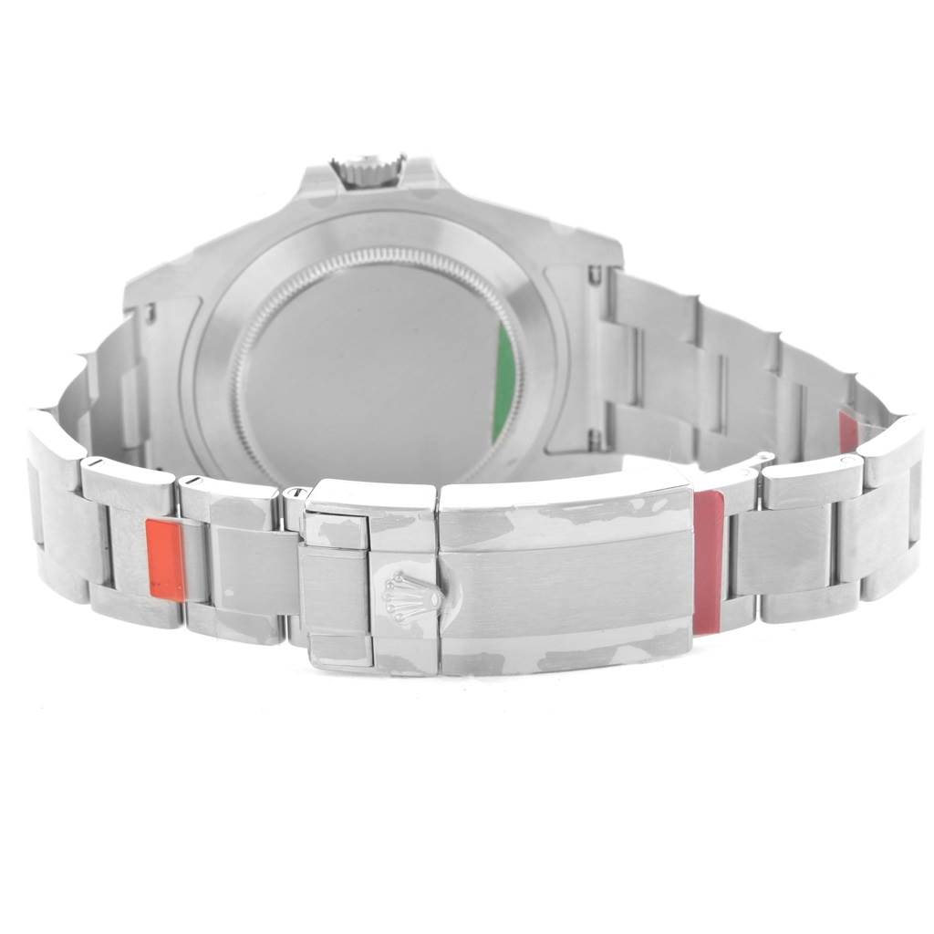 The image shows the back view of the Rolex Explorer 216570 Men's Stainless Steel White Dial 216570 Men's Stainless Steel White Dial watch, focusing on the case back and bracelet clasp.