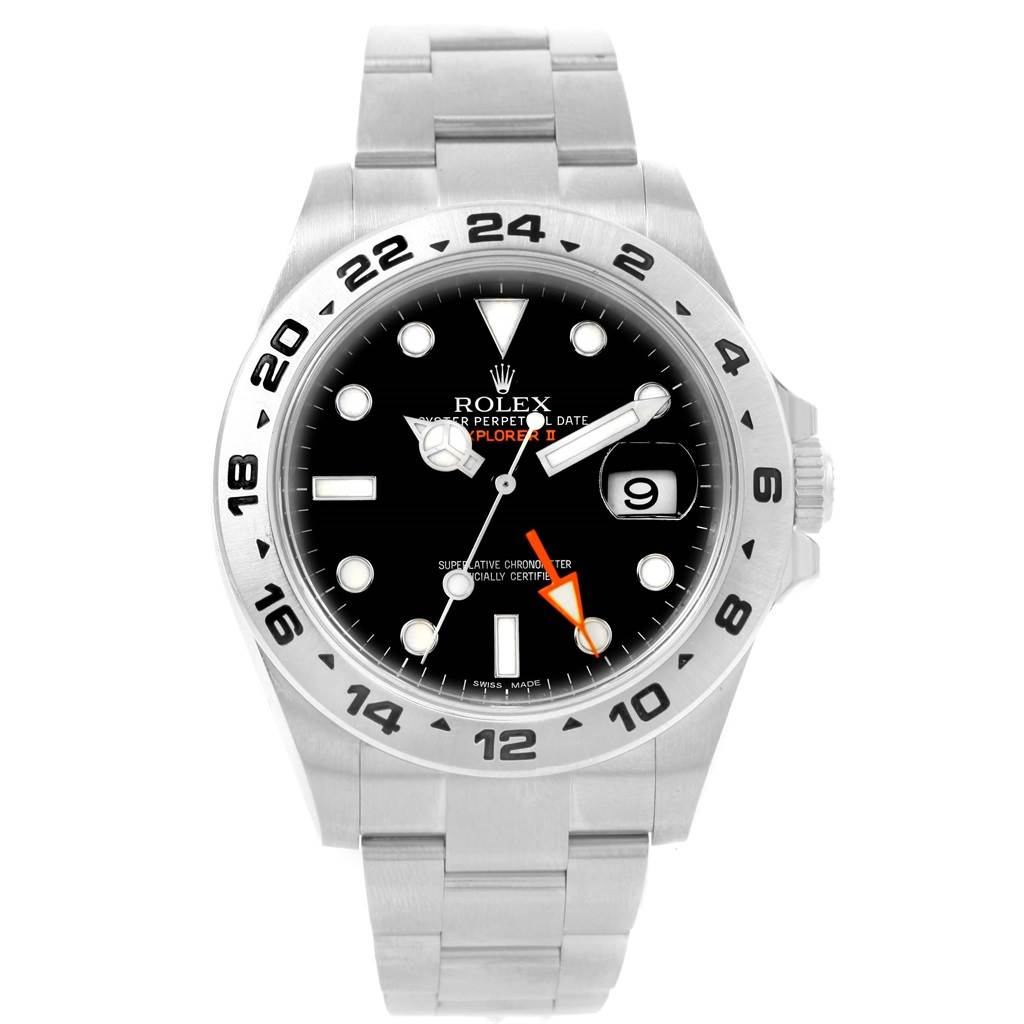 This Rolex Explorer 216570 Men's Stainless Steel Black Dial 216570 Men's Stainless Steel Black Dial watch is shown from a front angle, displaying the face, bezel, crown, and bracelet.
