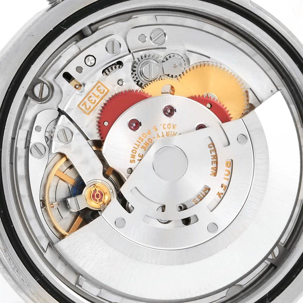 This image shows the movement mechanism of the Rolex Explorer 214270 Men's Stainless Steel Black Dial 214270 Men's Stainless Steel Black Dial watch, viewed from the back.