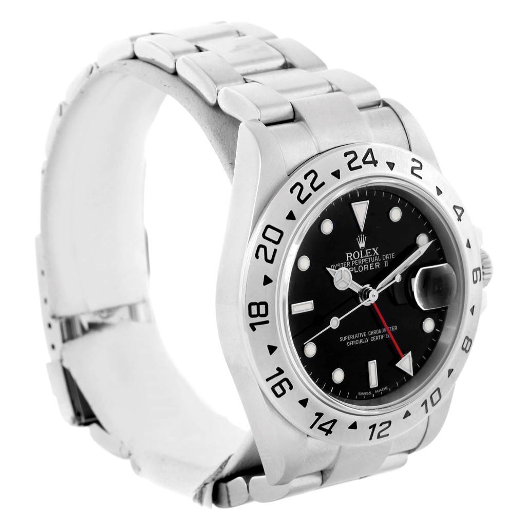 The image shows a Rolex Explorer 16570 Men's Stainless Steel Black Dial 16570 Men's Stainless Steel Black Dial watch at a three-quarter angle, highlighting the dial, bezel, and part of the bracelet.