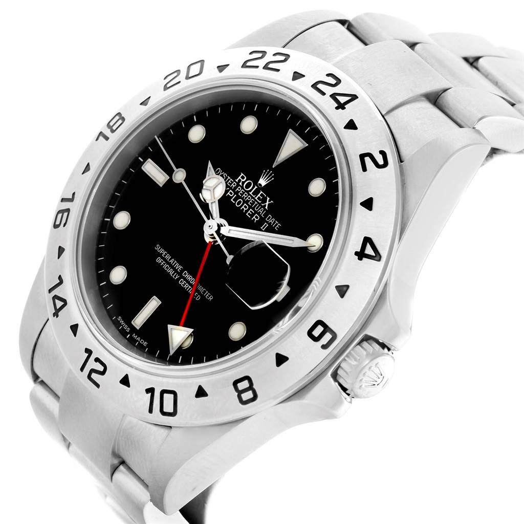 The image shows a Rolex Explorer 16570 Men's Stainless Steel Black Dial 16570 Men's Stainless Steel Black Dial watch angled from the front-right, highlighting the dial, bezel, and crown.