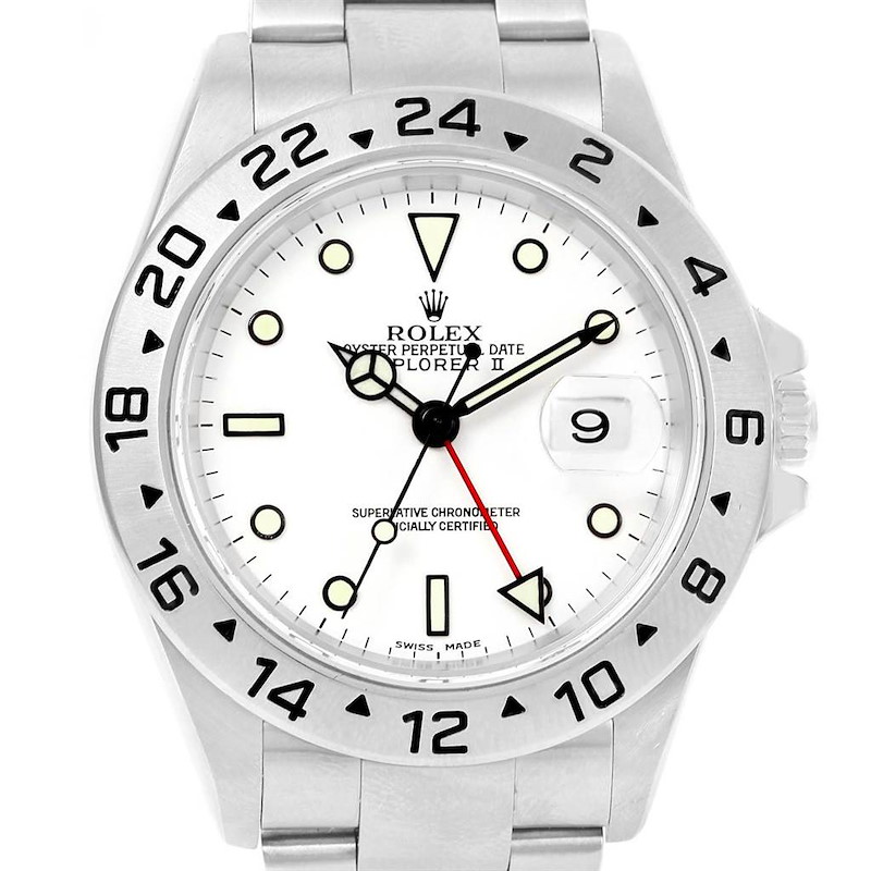 Rolex Explorer II White Dial Oyster Bracelet 40mm Mens Watch 16570 SwissWatchExpo