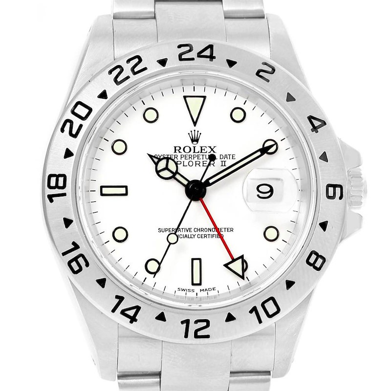 Rolex Explorer II White Dial 40mm Steel Mens Watch 16570 SwissWatchExpo
