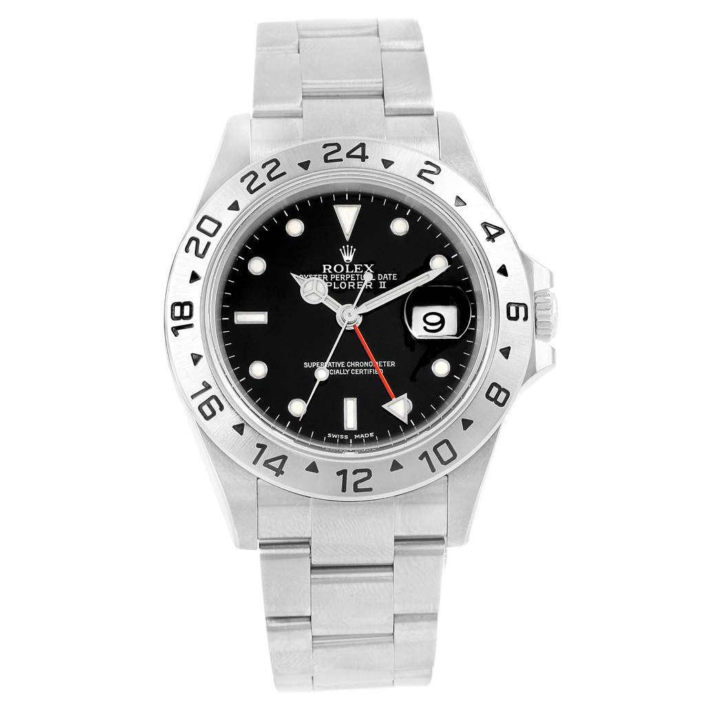 The image shows a Rolex Explorer 16570 Men's Stainless Steel Black Dial 16570 Men's Stainless Steel Black Dial watch, including the stainless steel case, bracelet, and black dial with date window.