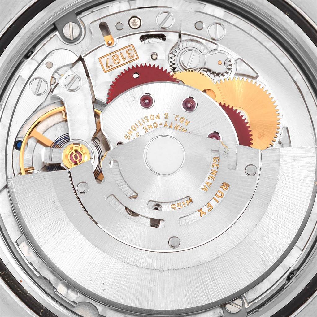This image shows the internal movement mechanism of a Rolex Explorer 216570 Men's Stainless Steel White Dial 216570 Men's Stainless Steel White Dial watch at a detailed angle.