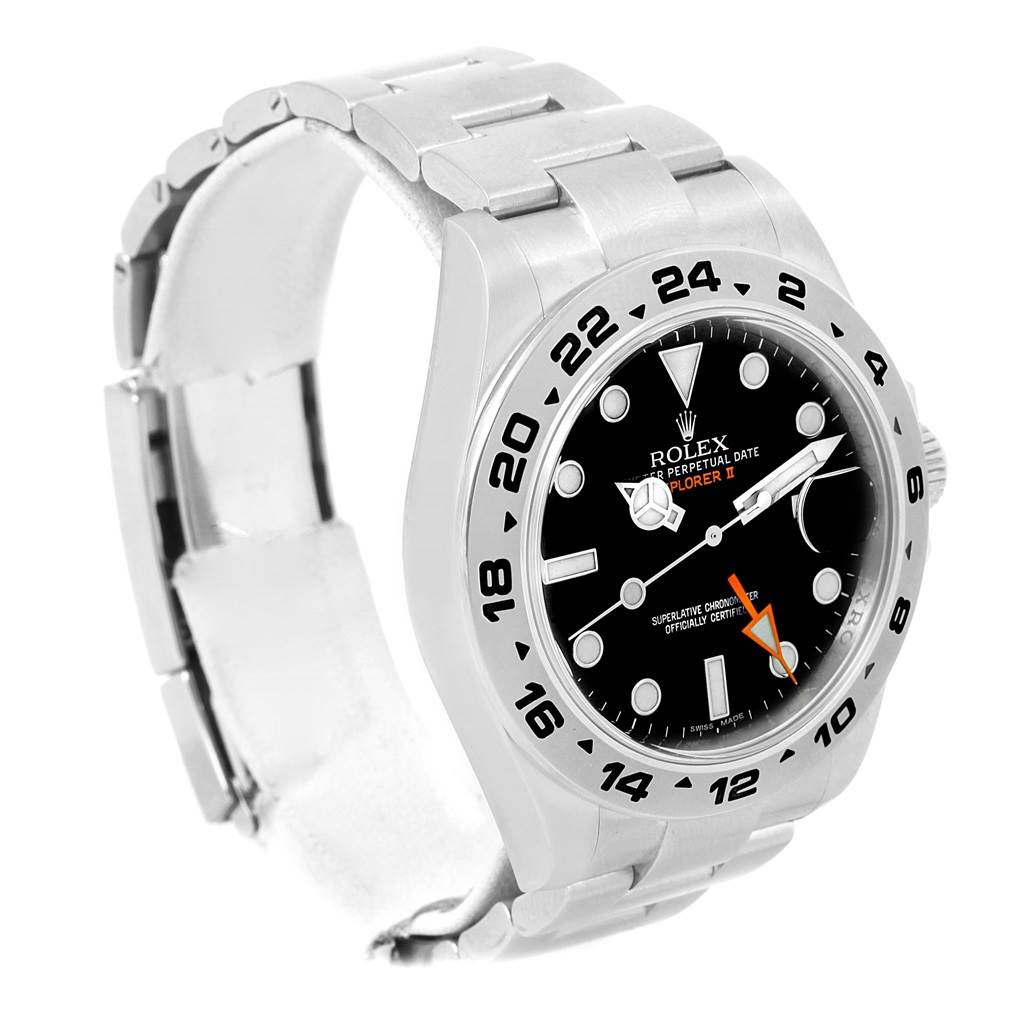 The image displays a side angle of a Rolex Explorer 216570 Men's Stainless Steel Black Dial 216570 Men's Stainless Steel Black Dial watch, showcasing its bezel, dial, hands, and bracelet.