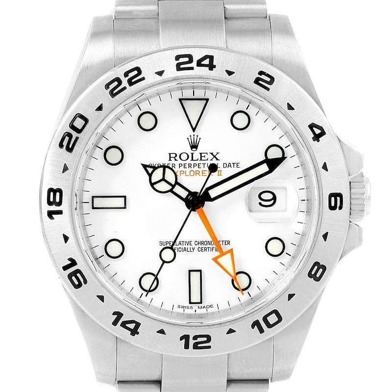 Rolex Explorer II 42mm White Dial Automatic Steel Mens Watch 216570 SwissWatchExpo