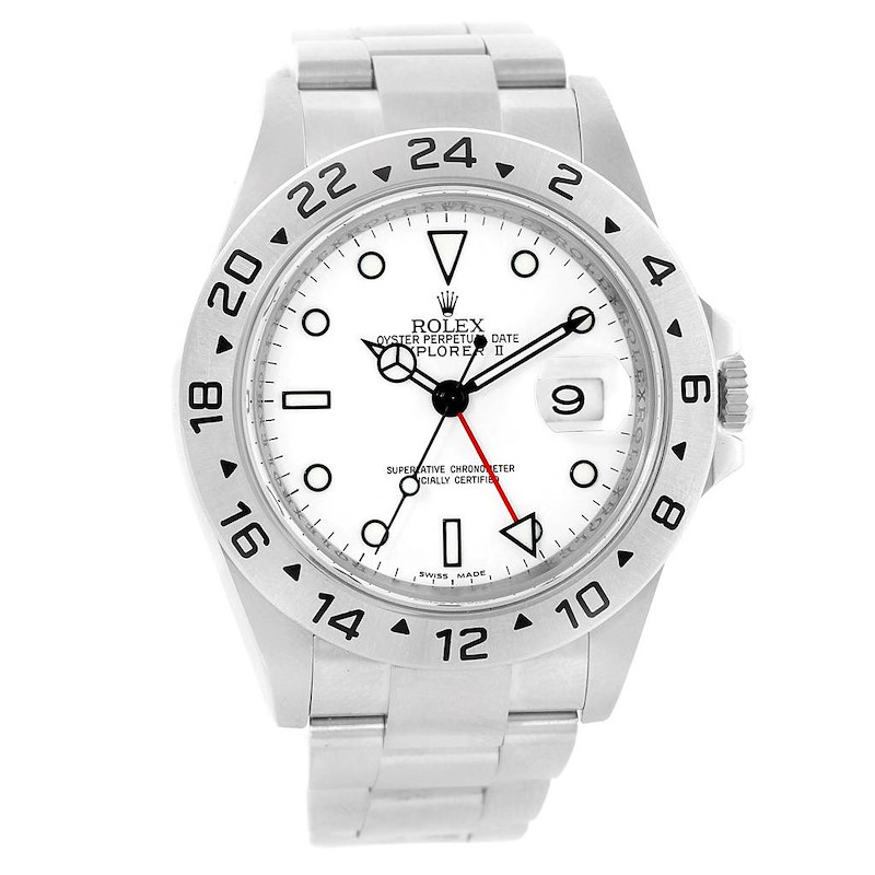 Rolex Explorer II Parachrom Hairspring White Dial Mens Watch 16570 SwissWatchExpo