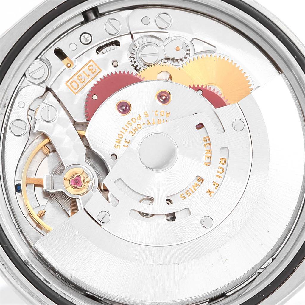 This image shows the internal mechanical movement of the Rolex Explorer 114270 Men's Stainless Steel Black Dial 114270 Men's Stainless Steel Black Dial watch, viewed from the back case.