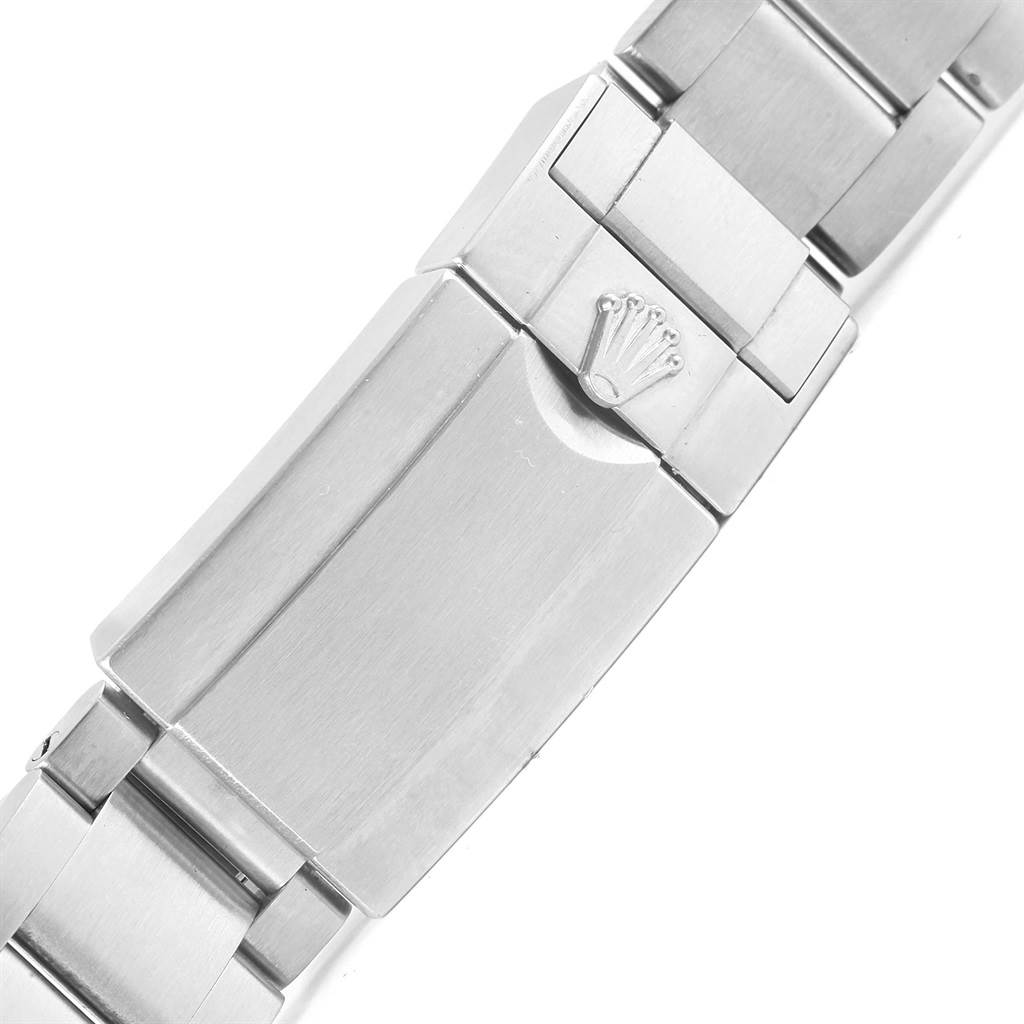 The image shows a close-up view of the clasp mechanism on the bracelet of a Rolex Explorer 216570 Men's Stainless Steel White Dial 216570 Men's Stainless Steel White Dial watch.