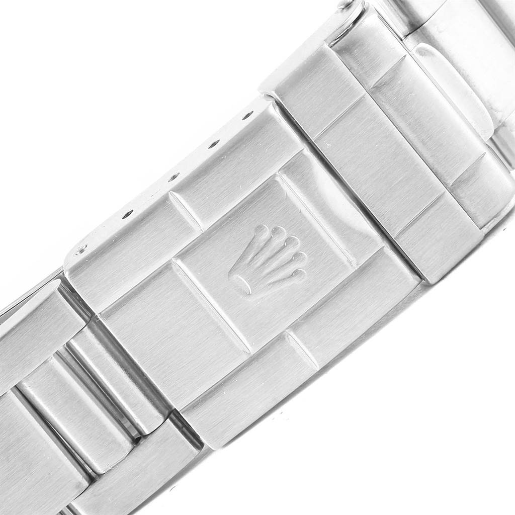 The image shows a close-up of the clasp on a Rolex Explorer 14270 Men's Stainless Steel Black Dial 14270 Men's Stainless Steel Black Dial watch bracelet.
