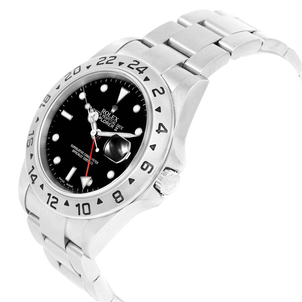The image shows a Rolex Explorer 16570 Men's Stainless Steel Black Dial 16570 Men's Stainless Steel Black Dial watch at a slight angle, including the dial, bezel, crown, and bracelet.