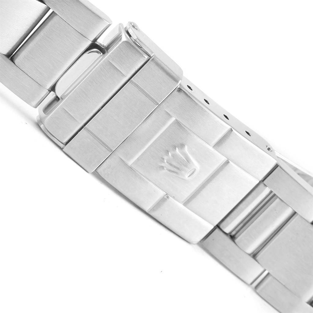 The image shows a close-up of the clasp and bracelet links of a Rolex Explorer 114270 Men's Stainless Steel Black Dial 114270 Men's Stainless Steel Black Dial watch.