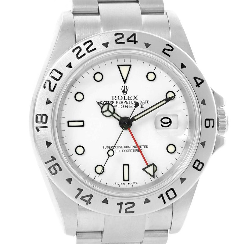 Rolex Explorer II White Dial Steel Mens Watch 16570 Box Papers SwissWatchExpo