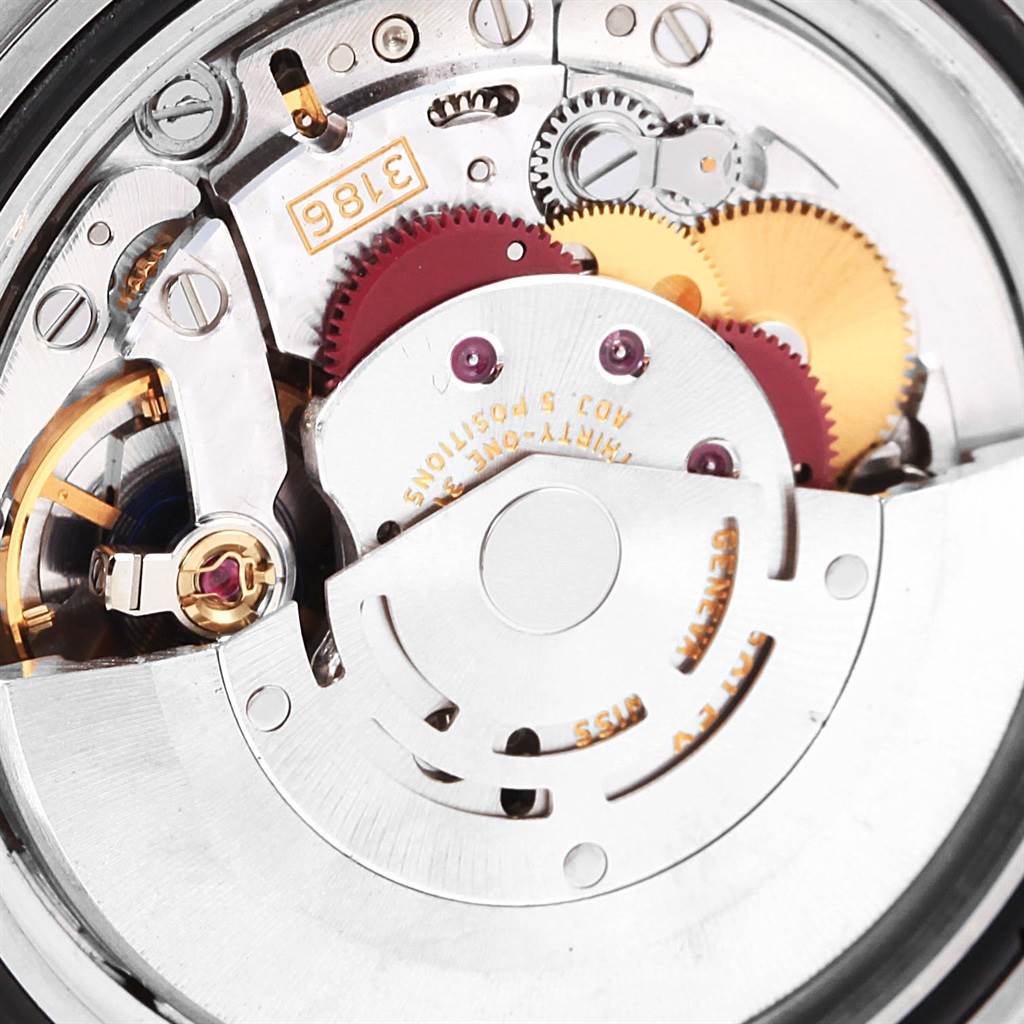 The image shows a close-up of the movement and internal mechanism of a Rolex Explorer 16570 Men's Stainless Steel Black Dial 16570 Men's Stainless Steel Black Dial watch.