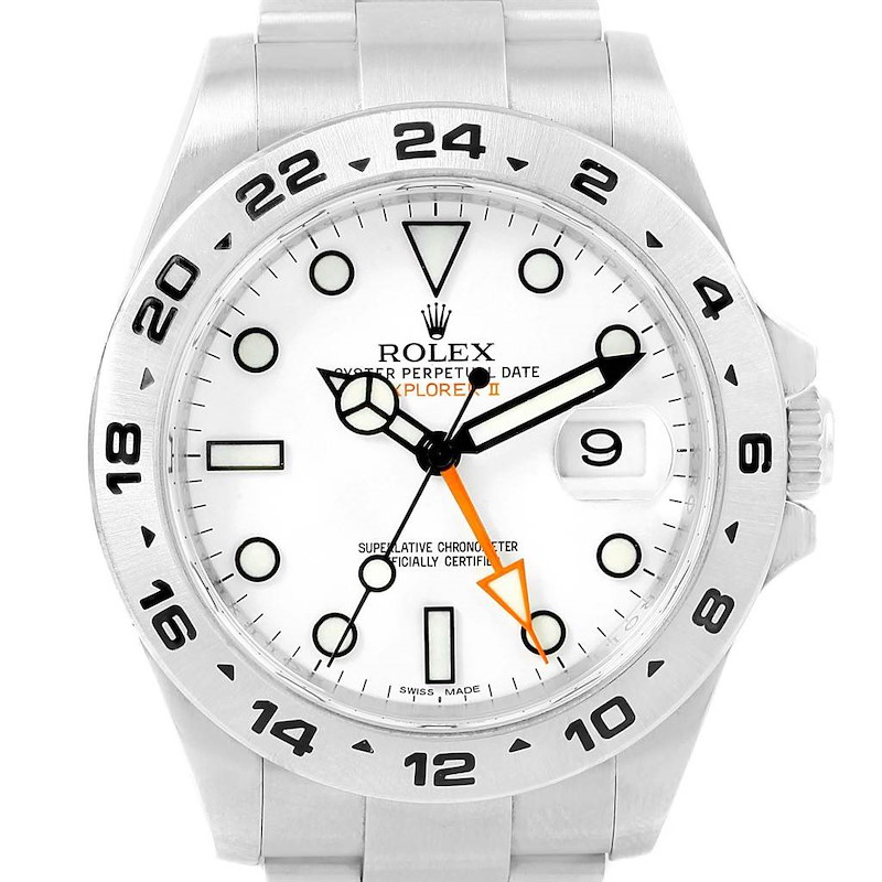 Rolex Explorer II 42mm White Dial Steel Mens Watch 216570 Box Papers SwissWatchExpo