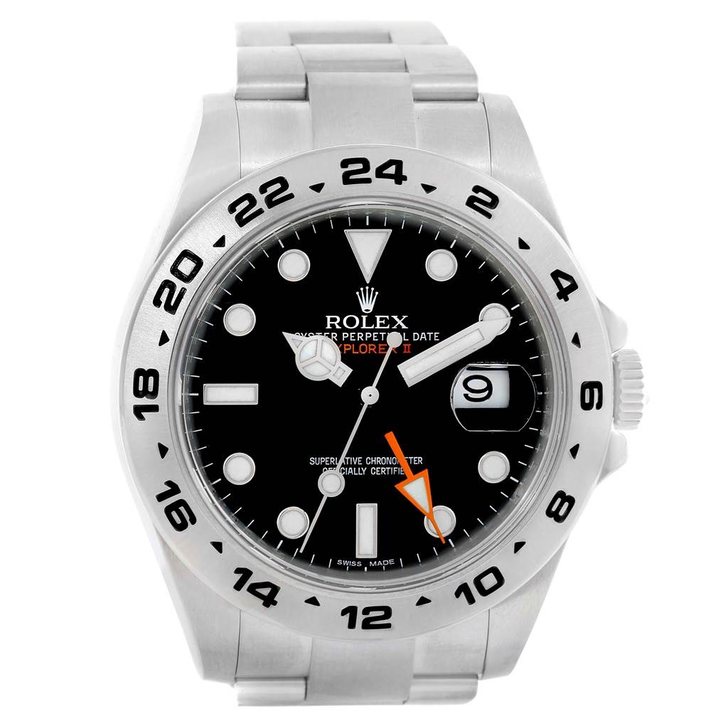 The image shows a frontal view of a Rolex Explorer 216570 Men's Stainless Steel Black Dial 216570 Men's Stainless Steel Black Dial watch, displaying the bezel, dial, bracelet, and crown.
