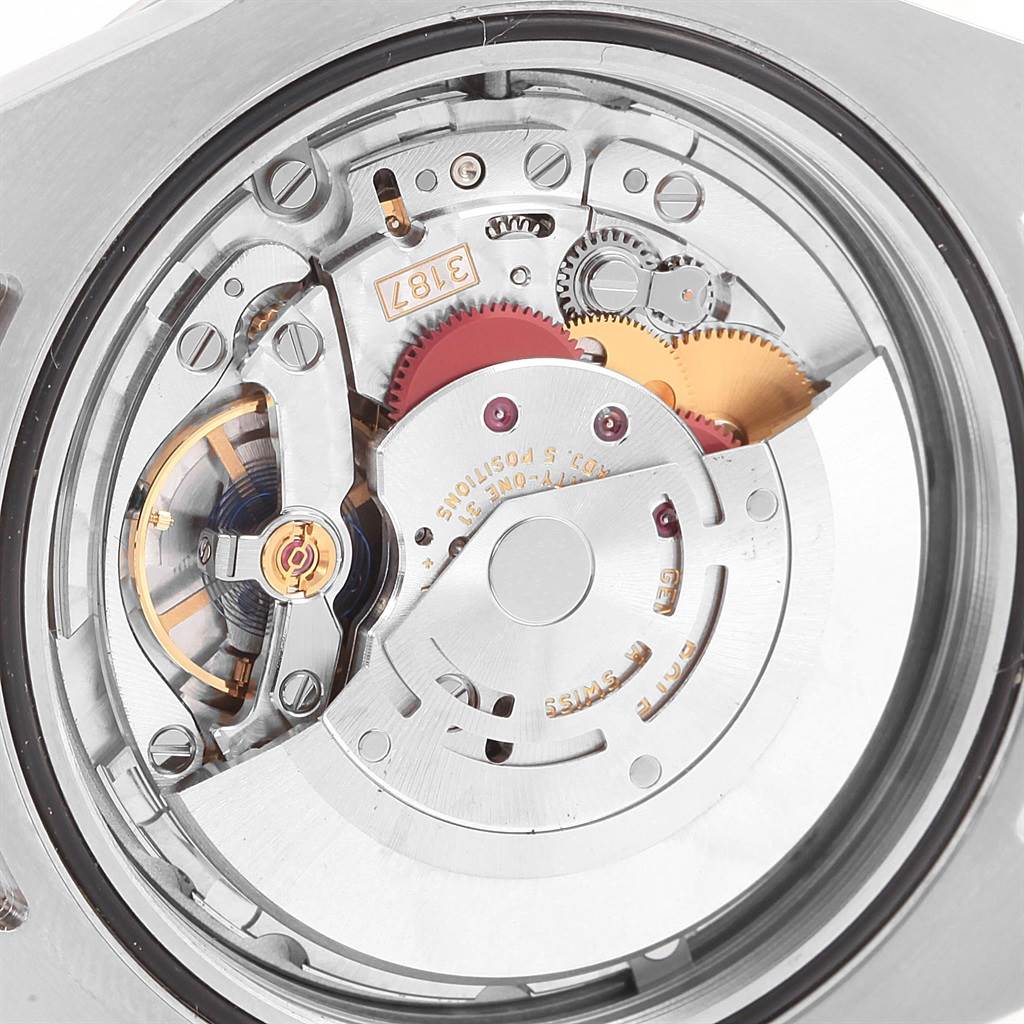 This image shows the movement mechanism of a Rolex Explorer 216570 Men's Stainless Steel White Dial 216570 Men's Stainless Steel White Dial watch from the back.