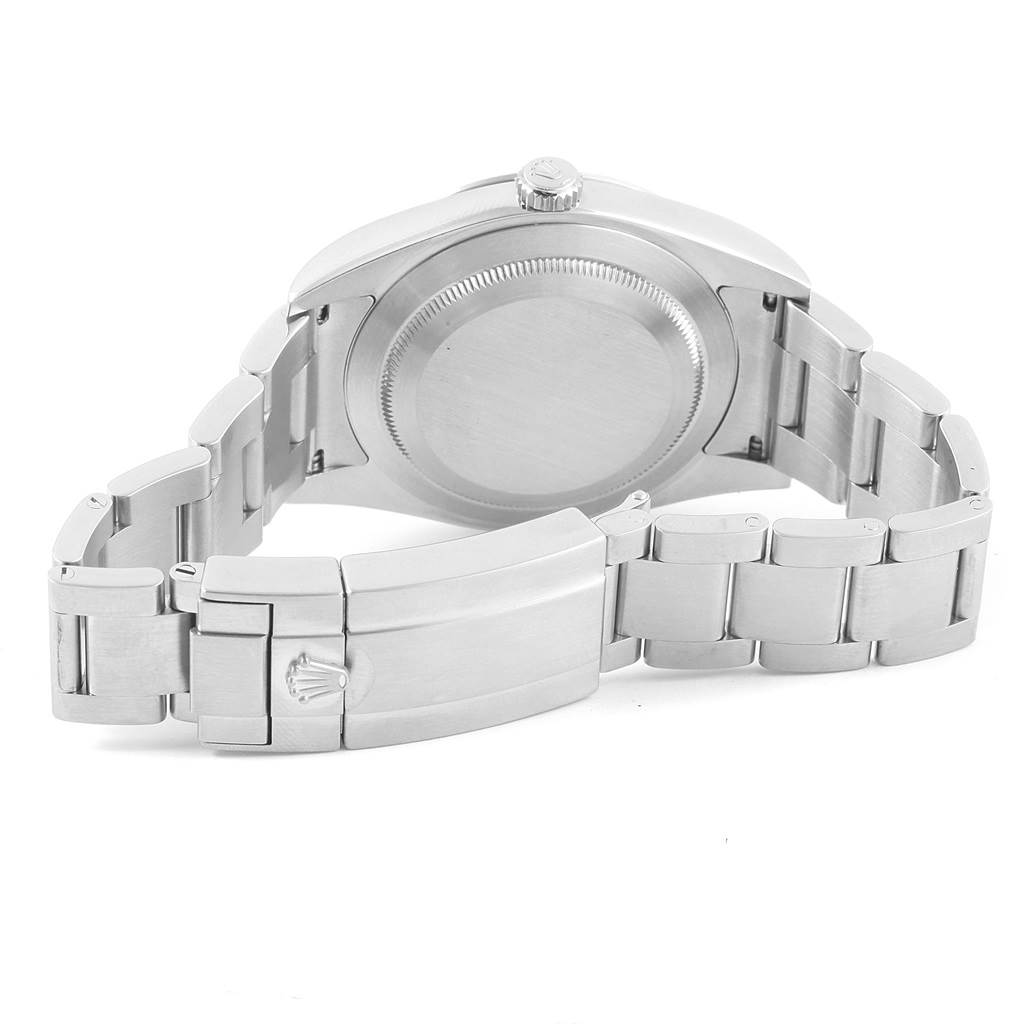 The image shows the back and bracelet of a Rolex Explorer 214270 Men's Stainless Steel Black Dial 214270 Men's Stainless Steel Black Dial watch, highlighting the clasp and case back.