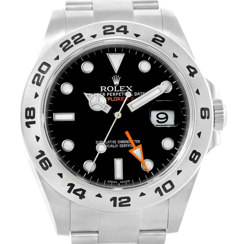 Rolex Explorer II 42 Black Dial Stainless Steel Mens Watch 216570 Box SwissWatchExpo