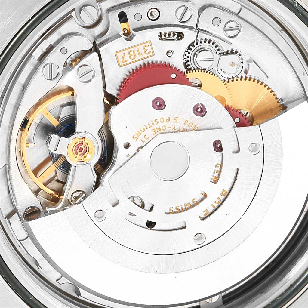 This image shows a close-up view of the internal mechanism and movement of a Rolex Explorer 216570 Men's Stainless Steel Black Dial 216570 Men's Stainless Steel Black Dial watch.