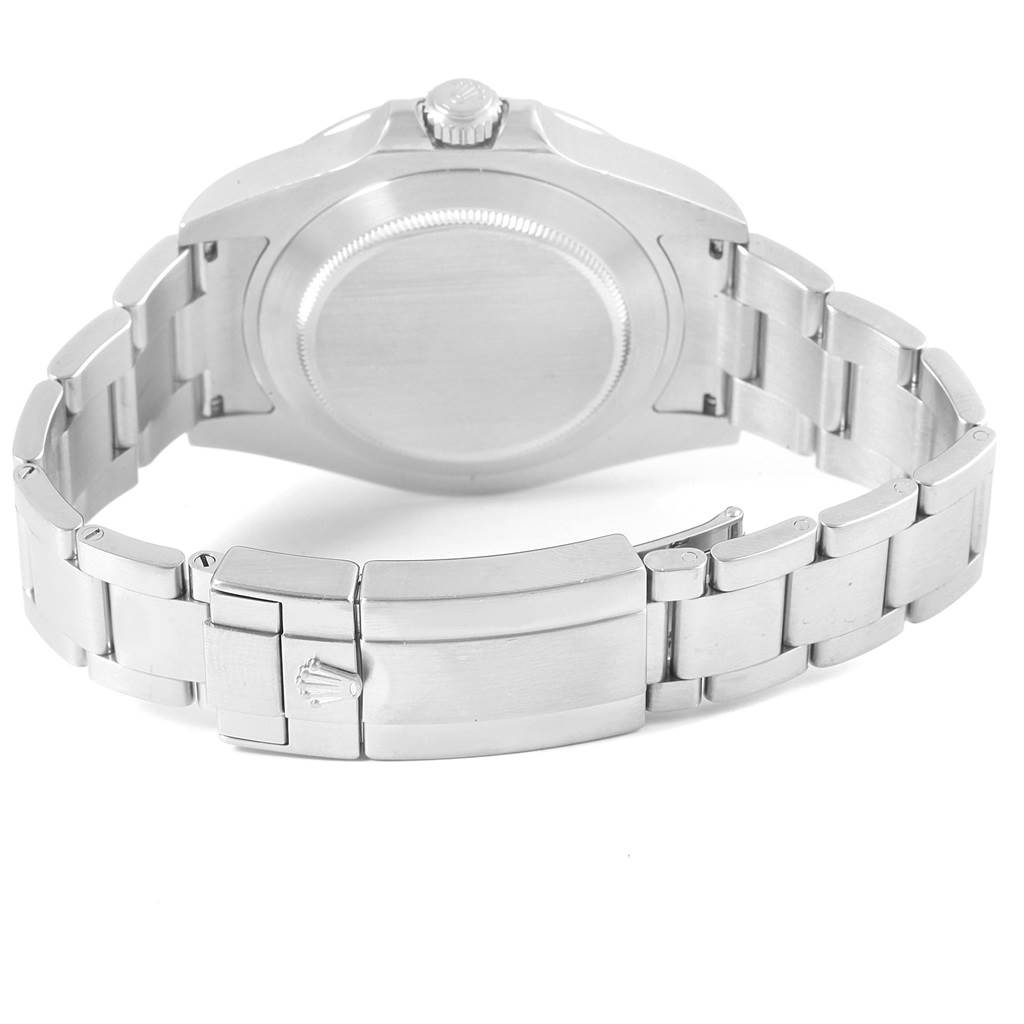 The image shows the back view of a Rolex Explorer 216570 Men's Stainless Steel Black Dial 216570 Men's Stainless Steel Black Dial watch, featuring the case back and metal bracelet with clasp.