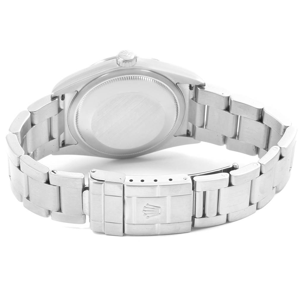 This image shows the back and the bracelet clasp of the Rolex Explorer 114270 Men's Stainless Steel Black Dial 114270 Men's Stainless Steel Black Dial watch.