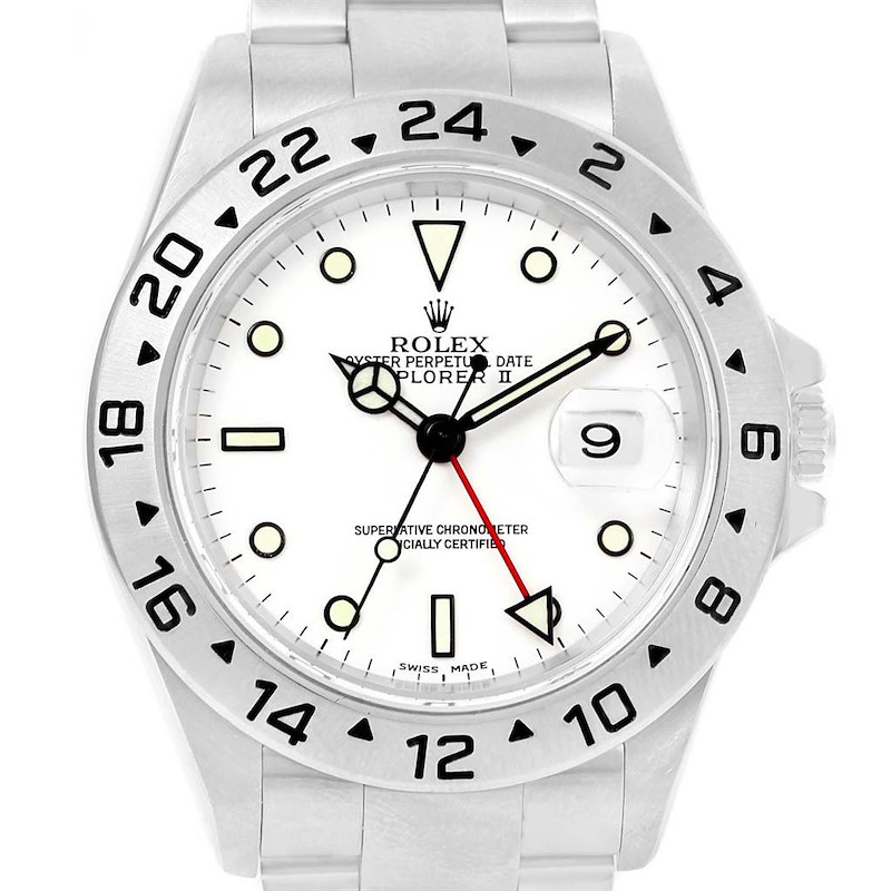 Rolex Explorer II 40 White Dial Automatic Mens Watch 16570 Box Papers SwissWatchExpo