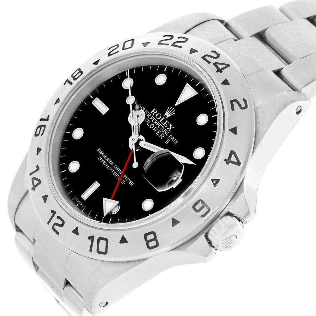 The image shows a Rolex Explorer 16570 Men's Stainless Steel Black Dial 16570 Men's Stainless Steel Black Dial watch at a slight angle displaying the bezel, dial, crown, and part of the bracelet.