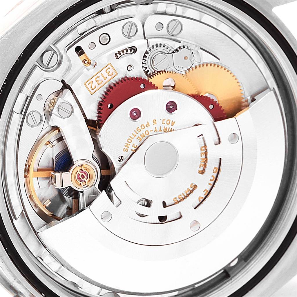 This image shows an internal close-up view of the Rolex Explorer 214270 Men's Stainless Steel Black Dial 214270 Men's Stainless Steel Black Dial model's intricate watch movement components.