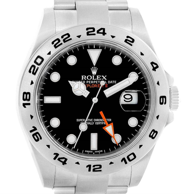 Rolex Explorer II 42 Black Dial Stainless Steel Mens Watch 216570 Box SwissWatchExpo