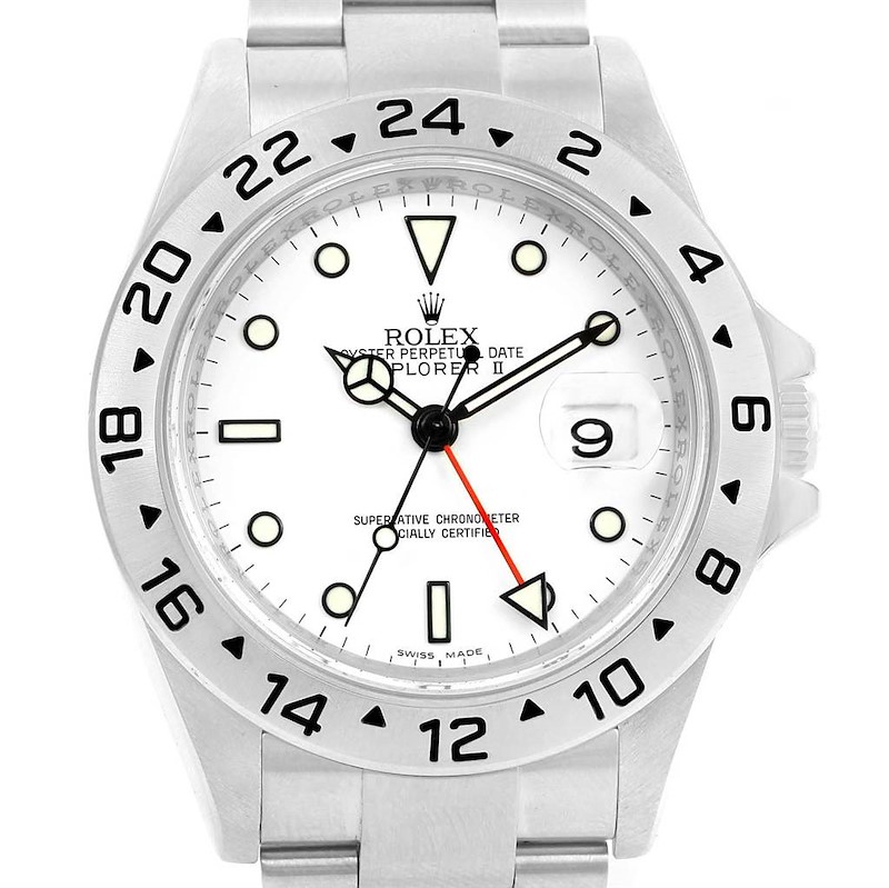 Rolex Explorer II Parachrom Hairspring White Dial Mens Watch 16570 SwissWatchExpo