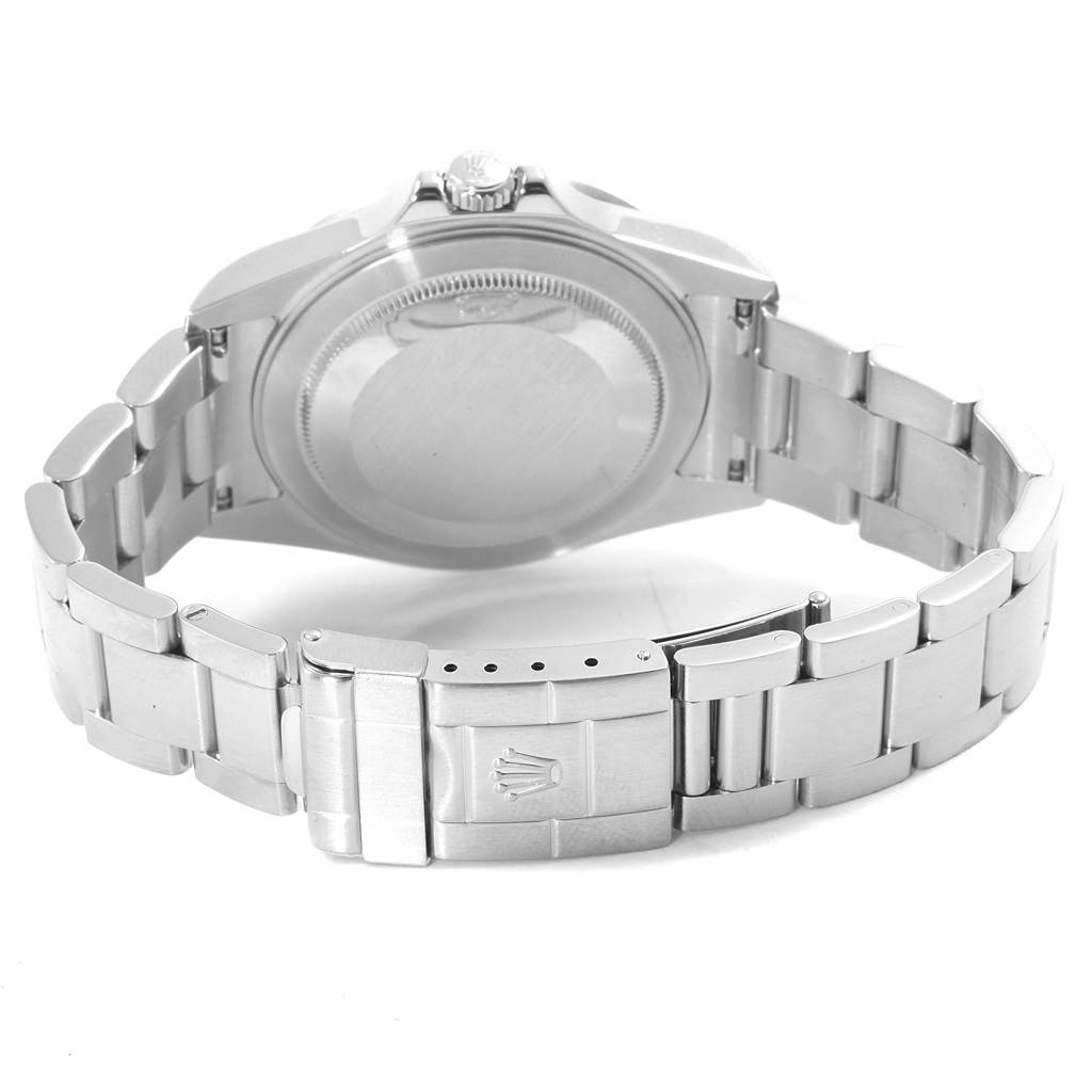 This image shows the back and bracelet clasp of a Rolex Explorer 16570 Men's Stainless Steel White Dial 16570 Men's Stainless Steel White Dial watch.