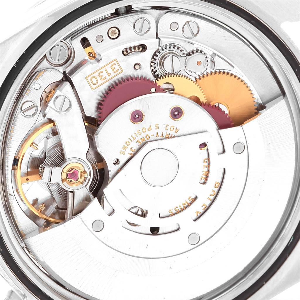 This image shows the inner mechanical movement of the Rolex Explorer 114270 Men's Stainless Steel Black Dial 114270 Men's Stainless Steel Black Dial watch, featuring gears and the rotor.