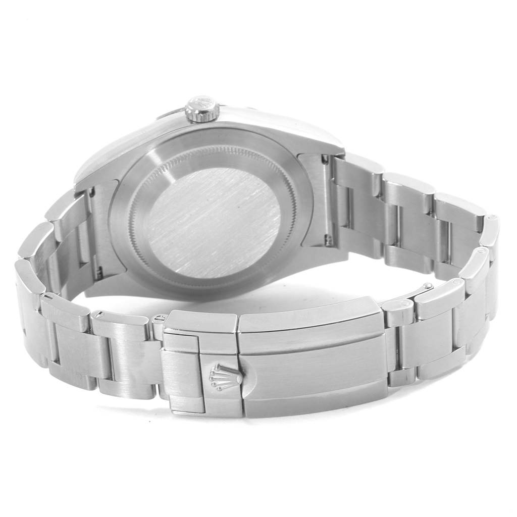 This image shows the back case and bracelet of a Rolex Explorer 214270 Men's Stainless Steel Black Dial 214270 Men's Stainless Steel Black Dial watch at a rear angle.