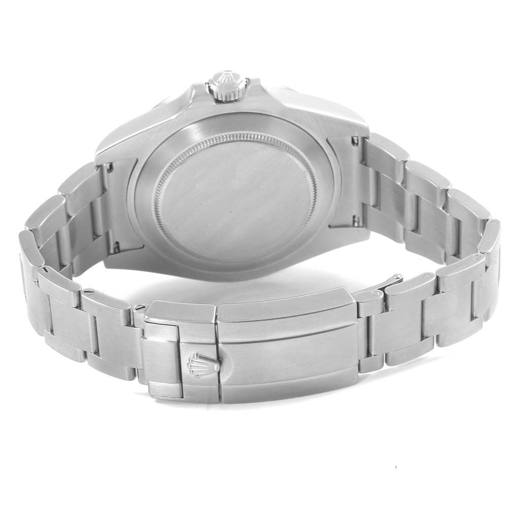The image displays the back view of a Rolex Explorer 216570 Men's Stainless Steel White Dial 216570 Men's Stainless Steel White Dial watch, showcasing its case back and bracelet with a closed clasp.