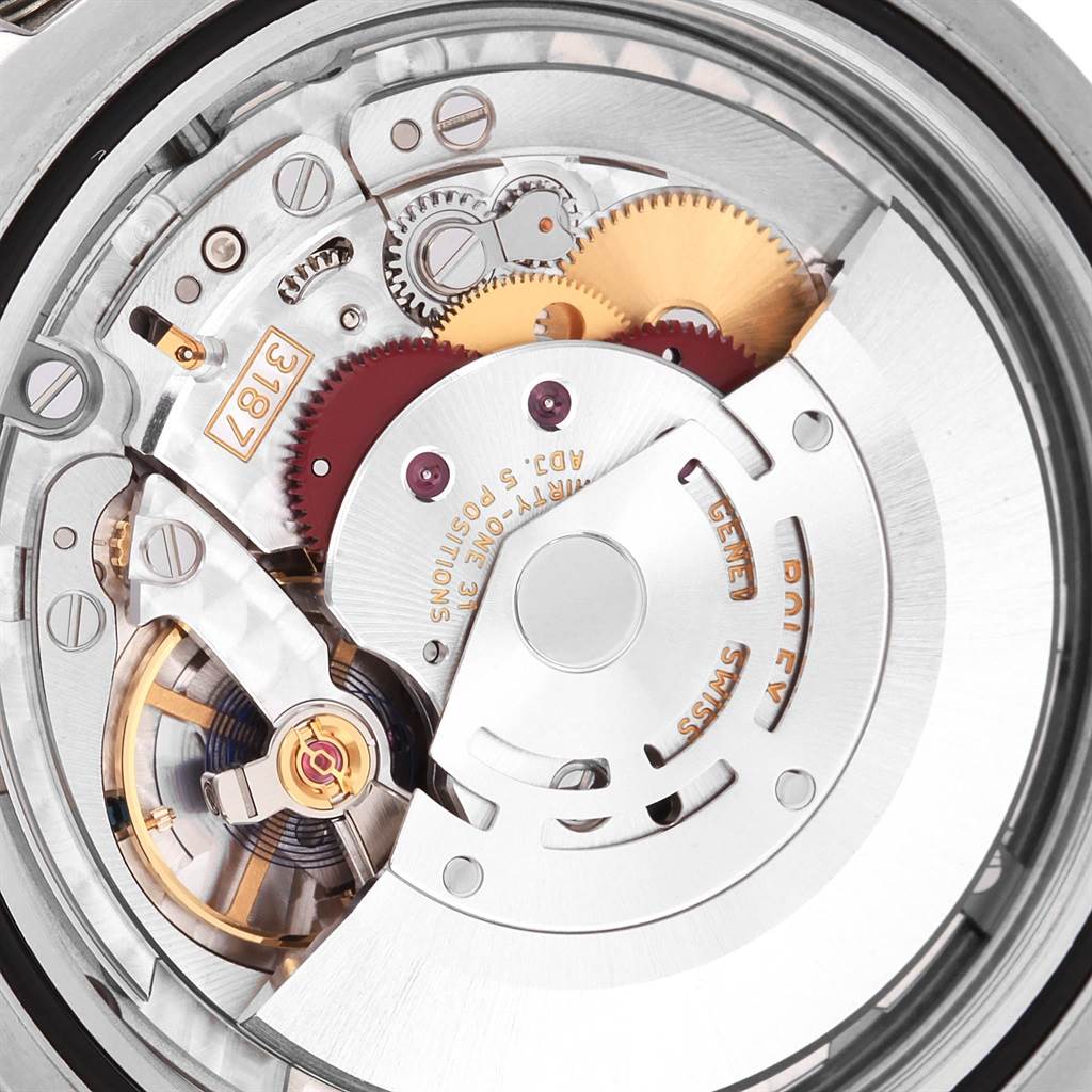 This image shows the detailed mechanics and internal movement of a Rolex Explorer 216570 Men's Stainless Steel White Dial 216570 Men's Stainless Steel White Dial watch from a close-up angle.