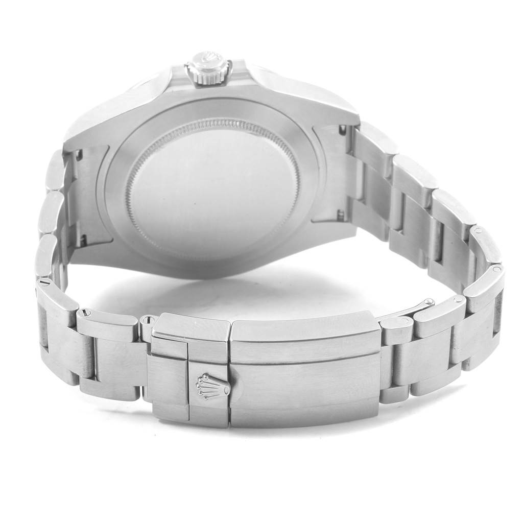 The image shows the back case and clasp of a Rolex Explorer 216570 Men's Stainless Steel White Dial 216570 Men's Stainless Steel White Dial watch from an angled rear view.