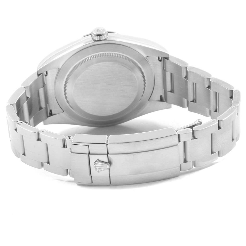 The image shows the back view, bracelet, and clasp of a Rolex Explorer 214270 Men
s Stainless Steel Black Dial 214270 Men
s Stainless Steel Black Dial model watch.