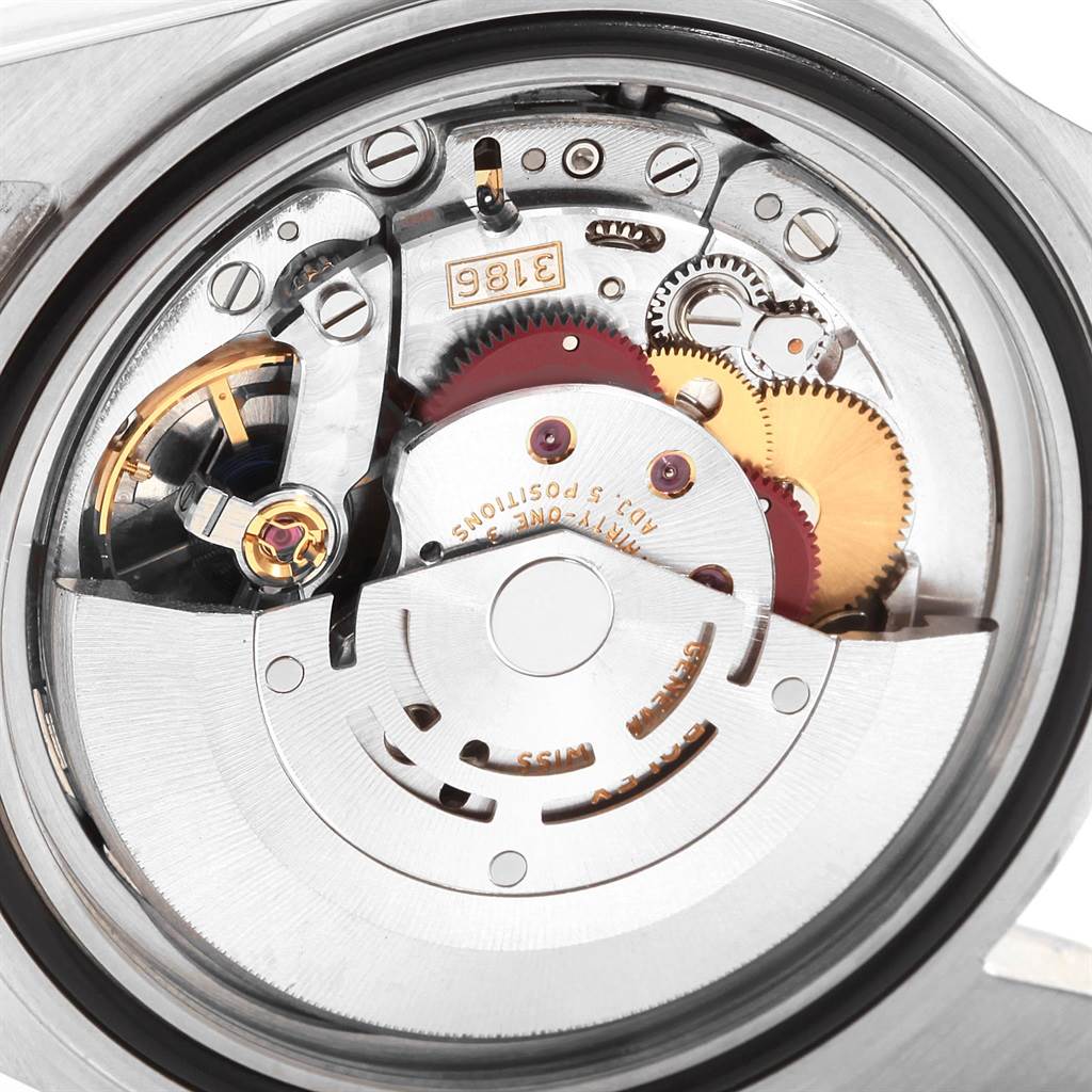 This image shows a close-up view of the internal movement mechanism of the Rolex Explorer 16570 Men's Stainless Steel Black Dial 16570 Men's Stainless Steel Black Dial watch.