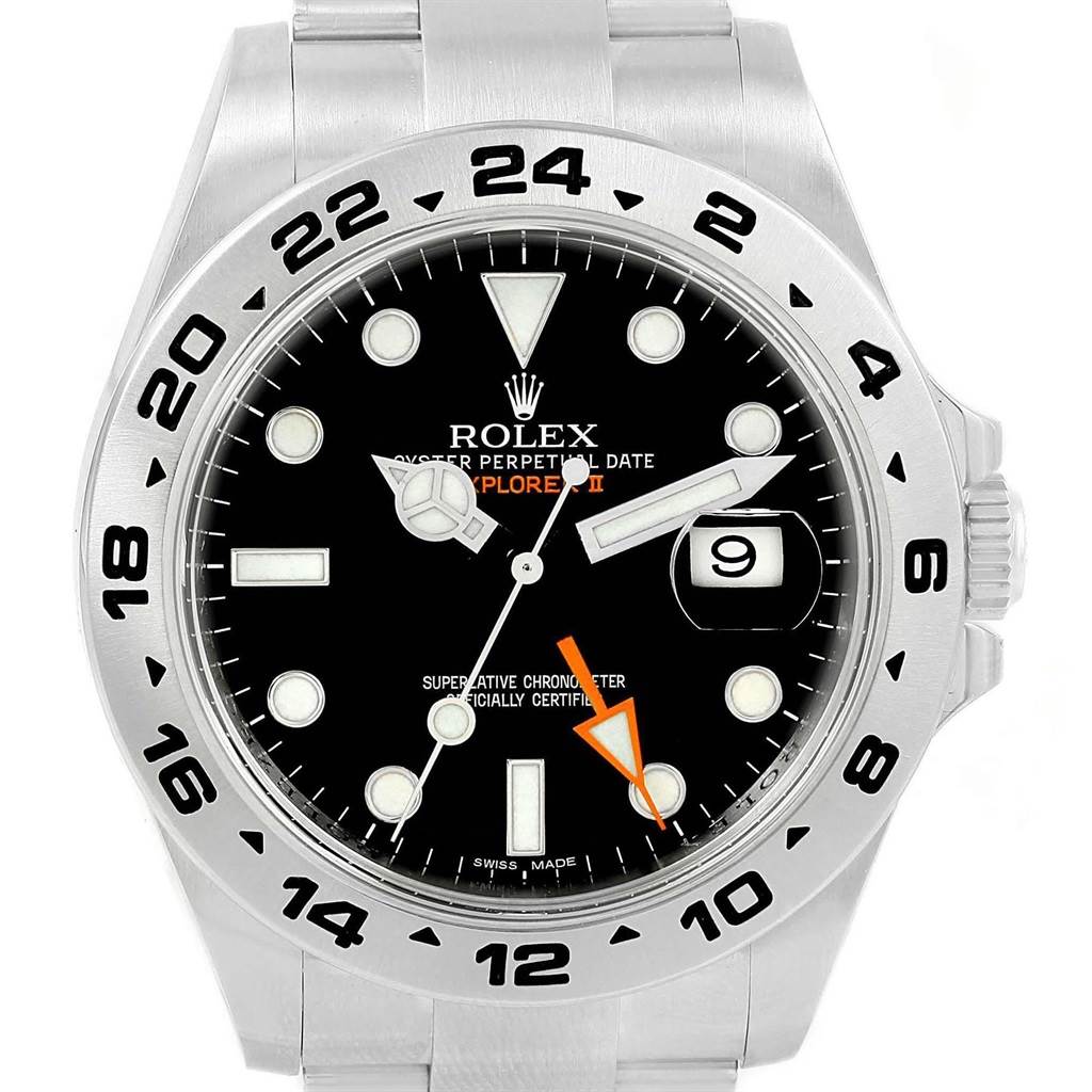 The image shows a front view of a Rolex Explorer 216570 Men's Stainless Steel Black Dial 216570 Men's Stainless Steel Black Dial watch, displaying the dial, hands, bezel, and part of the bracelet.