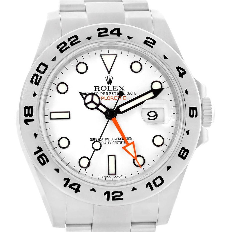 Rolex Explorer II 42 White Dial Orange Hand Steel Men's Watch 216570 SwissWatchExpo