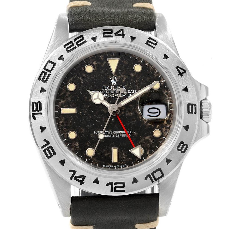 Rolex Explorer II Transitional Tropical Dial Steel Mens Watch 16550 SwissWatchExpo