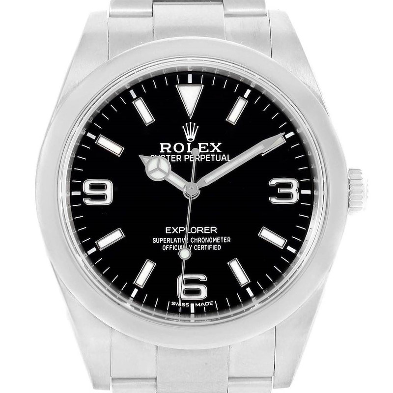 Rolex Explorer I 39 Luminescent Arabic Numerals Steel Mens Watch 214270 SwissWatchExpo